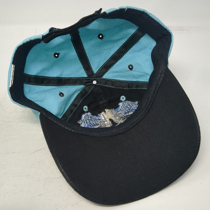 Lethal Angel Baseball Cap Black Blue One Size Winged Pistols Rhinestones Hat