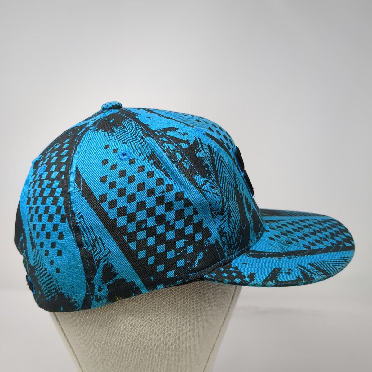 Flexfit Baseball Cap Blue XL Dew Tour All Over Print Graphic Stretch Fit Hat