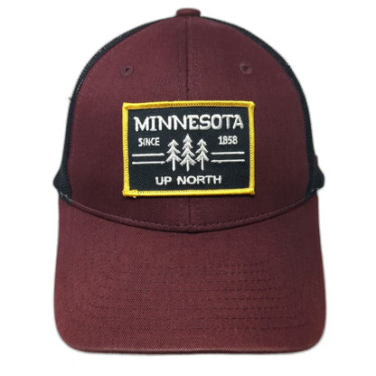 Zephyr Trucker Hat Red Black One Size Minnesota Up North Pine Trees Mesh Patch