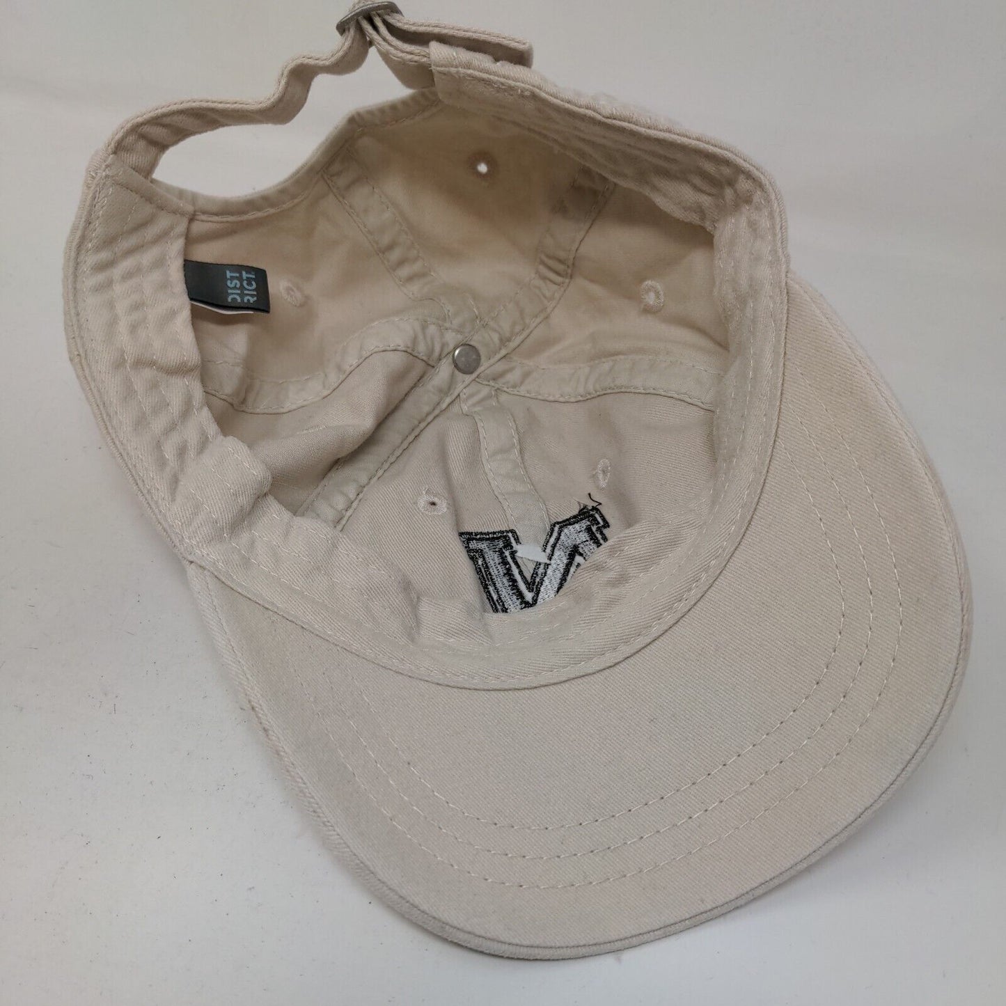 District Men's Slideback Hat Tan Adjustable Embroidered N Logo 100% Cotton