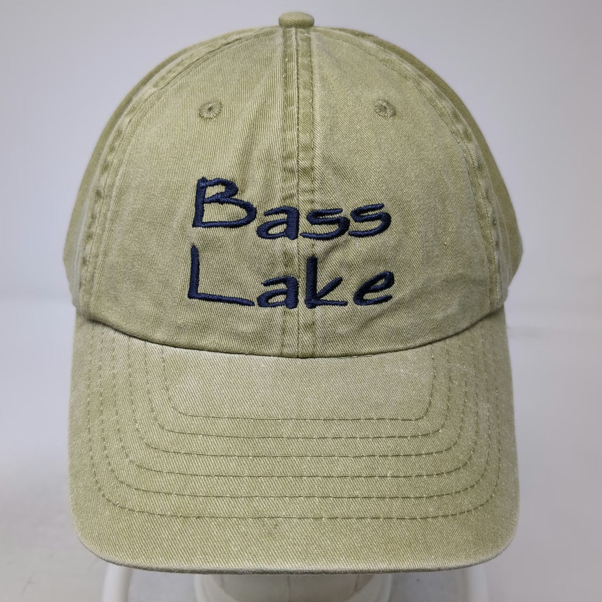 J Hats Baseball Cap Green One Size Bass Lake Embroidery Strapback Twill Hat