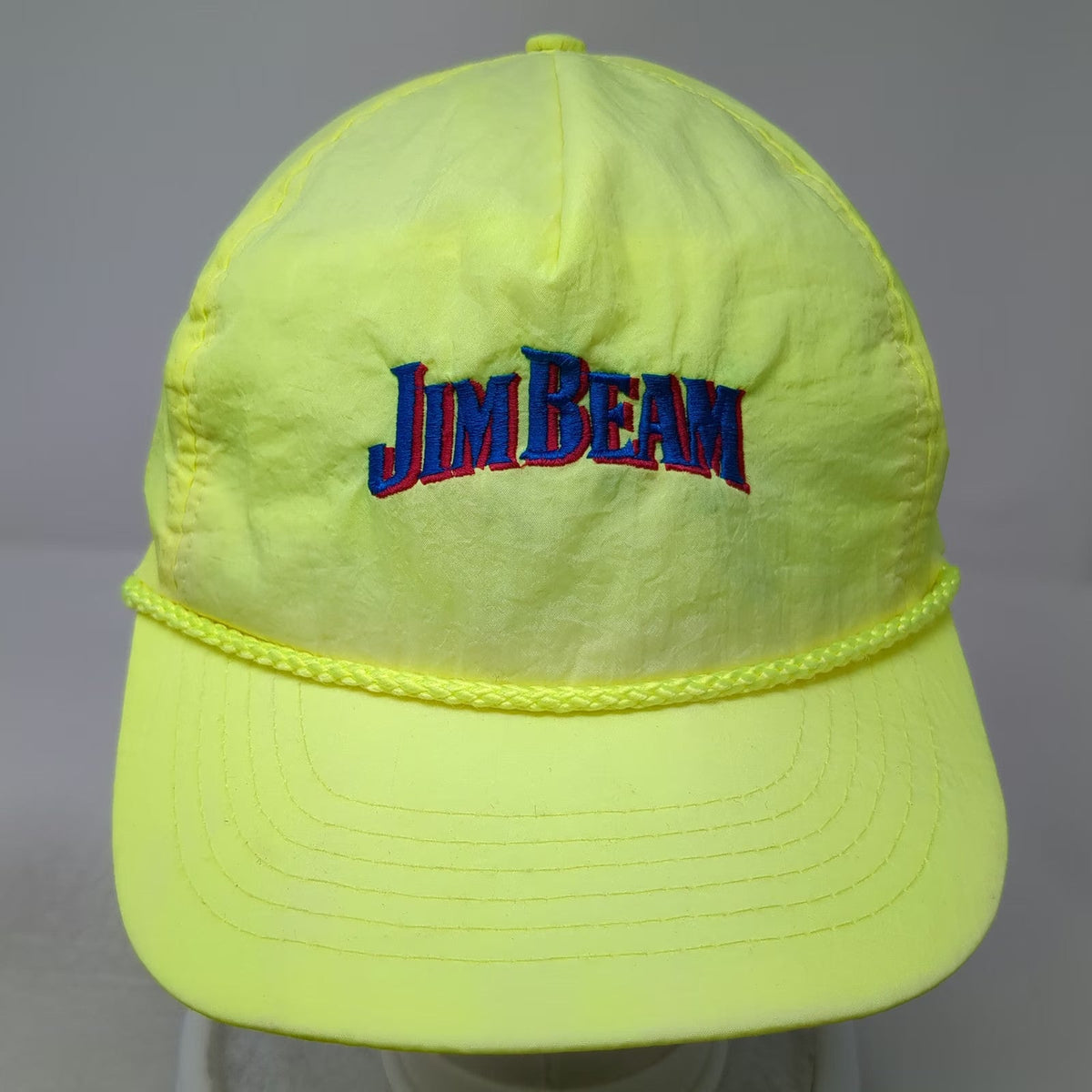 Jim Beam 5 Panel Green One Size Hat Snapback Rope Logo Lightweight Vintage