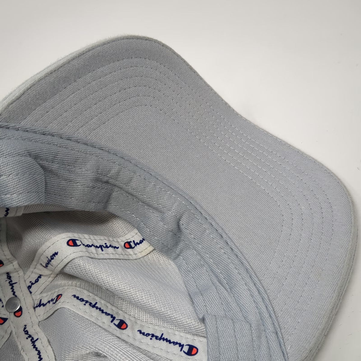 Champion Baseball Cap Gray One Size Slideback Embroidered Script Logo Cotton Hat