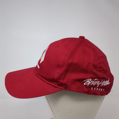 Brian Head Resort Strapback Hat Red OS Adjustable Embroidered Port & Company