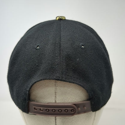 Snapback Black Gold Red OS Floral Brocade Flat Brim Strickly Bizness Logo Hat