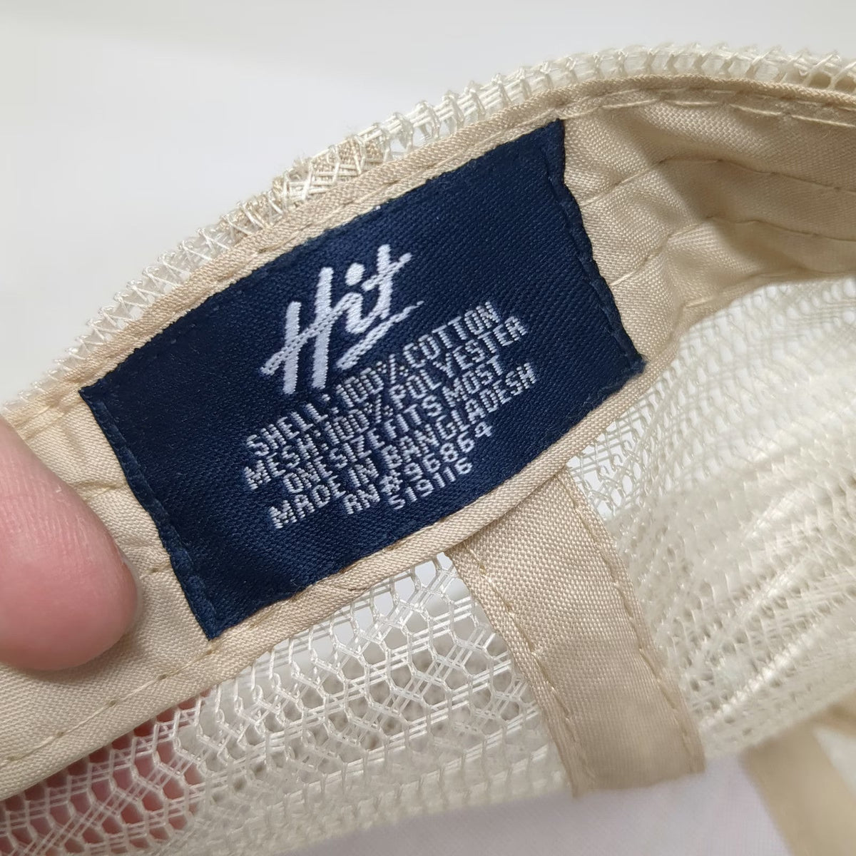 Hit Trucker Hat Beige One Size Launch Pad Logo Mesh Snapback Cap Graphic Cotton