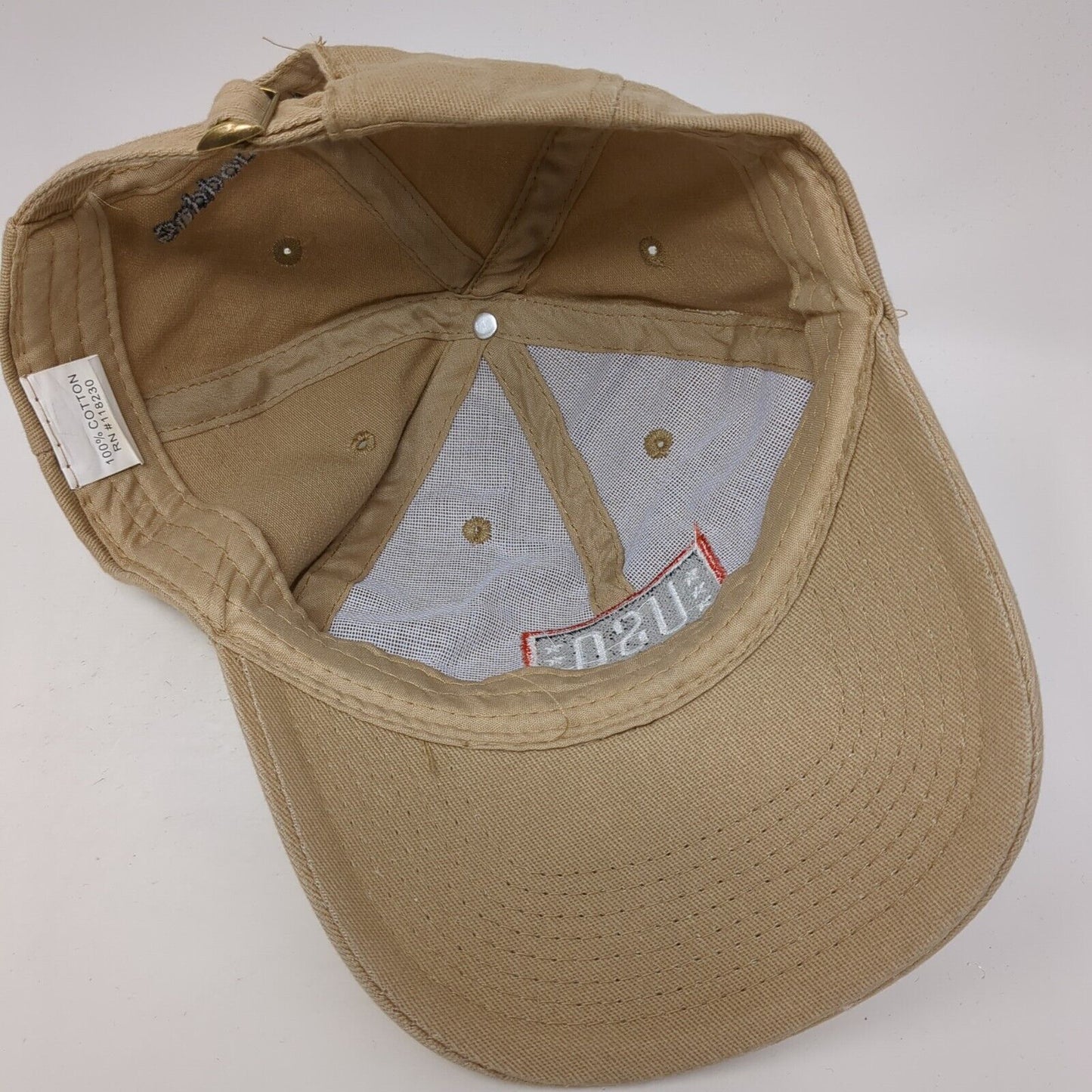 USO Support Our Heroes Slideback Hat Tan OS Adjustable Embroidered Cotton