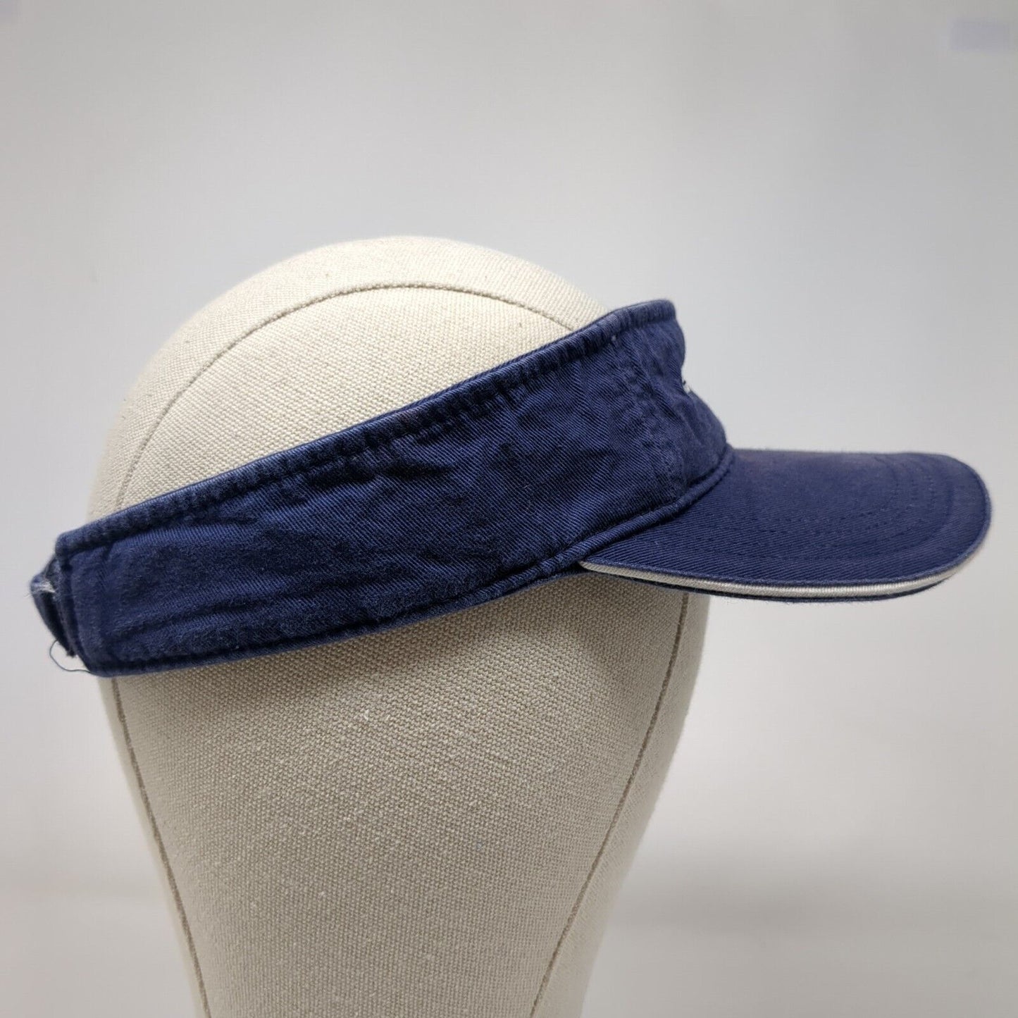 River1 Strapback Sun Visor Hat Blue OSFA Adjustable Embroidered Sportsman Cotton