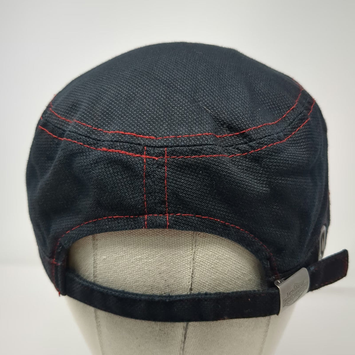 Harley-Davidson Army Cap Black Red One Size Contrast Stitching Strapback Hat