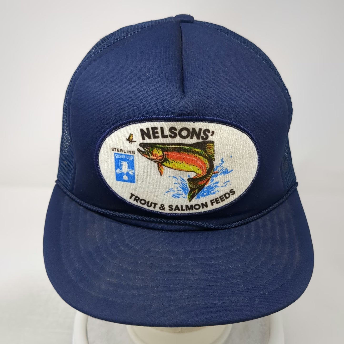 Mohr's Trucker Hat Blue One Size Snapback Nelsons Trout & Salmon Feeds Fishing