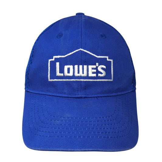 Lowe's Logo Strapback Hat Solid Blue One Size Adjustable Embroidered