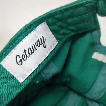 Getaway Baseball Cap Green One Size Slideback Hat EST 2015 Cotton Unstructured
