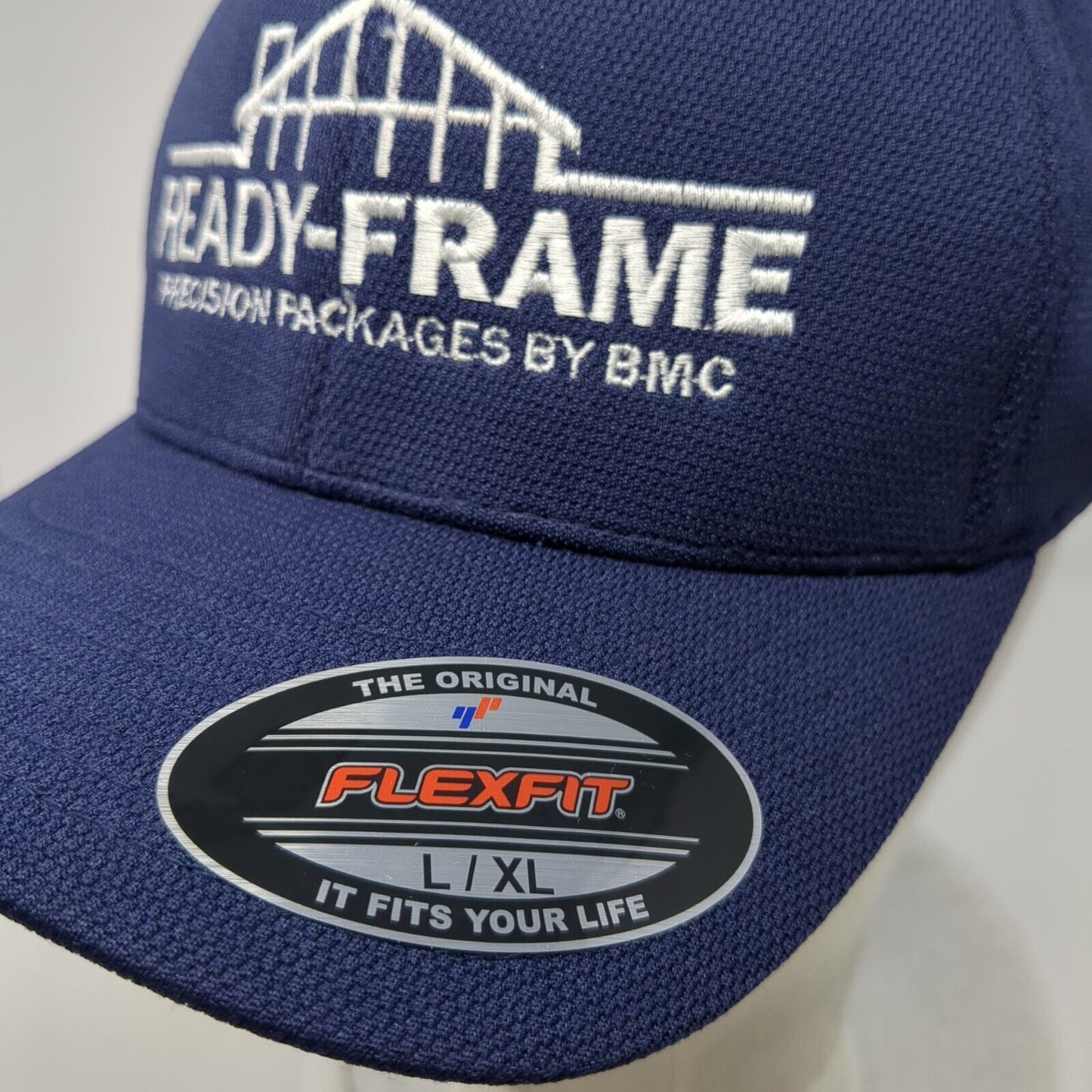Ready-Frame Precision Packages by BMC Fitted Hat Blue L/XL Flexfit Sport-Tek