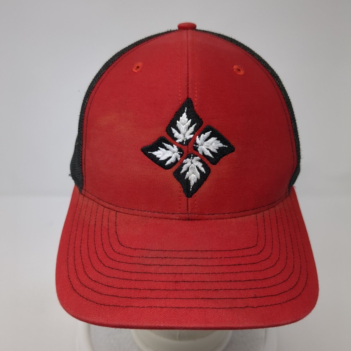 Richardson Snapback Mesh Back Trucker Hat Red One Size Logo Embroidered