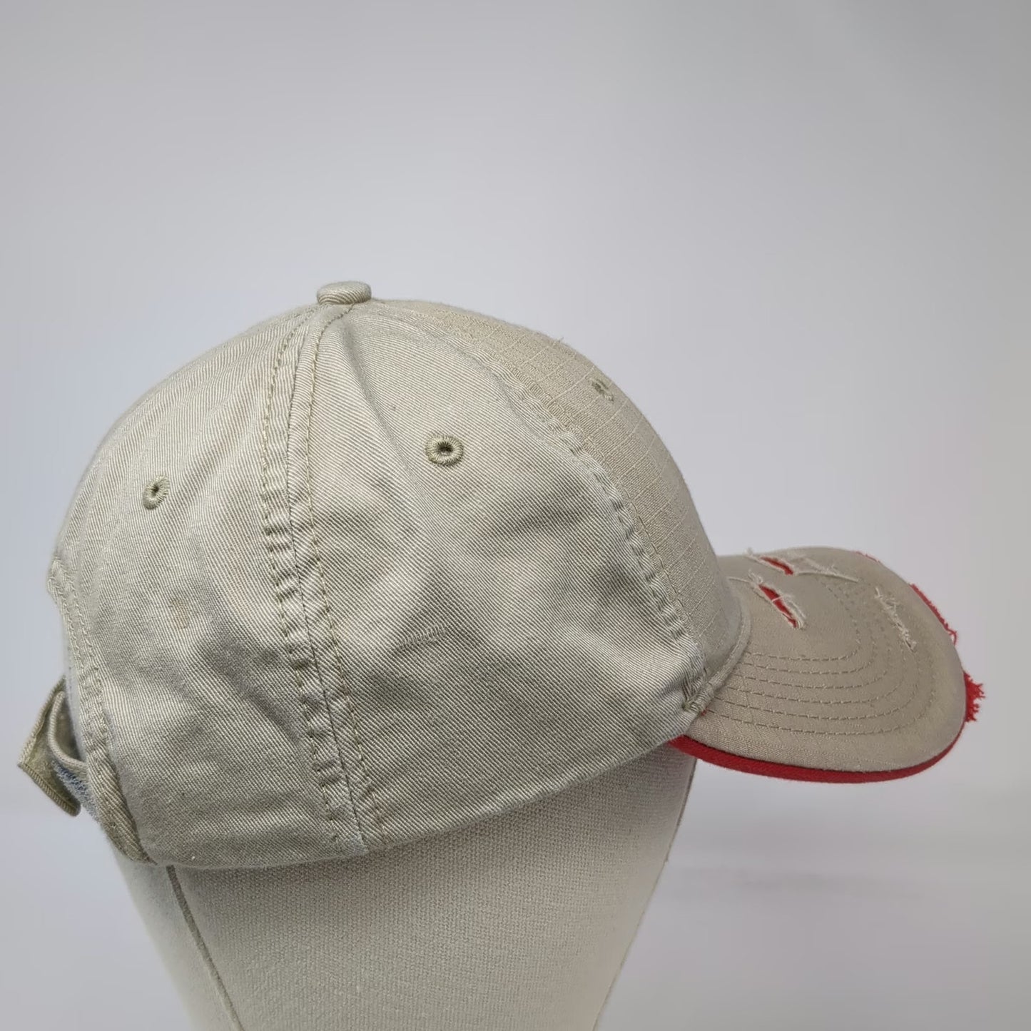 Cabela's Baseball Cap Beige Red S Noble Wear Strapback Hat Outdoor Hunting Logo