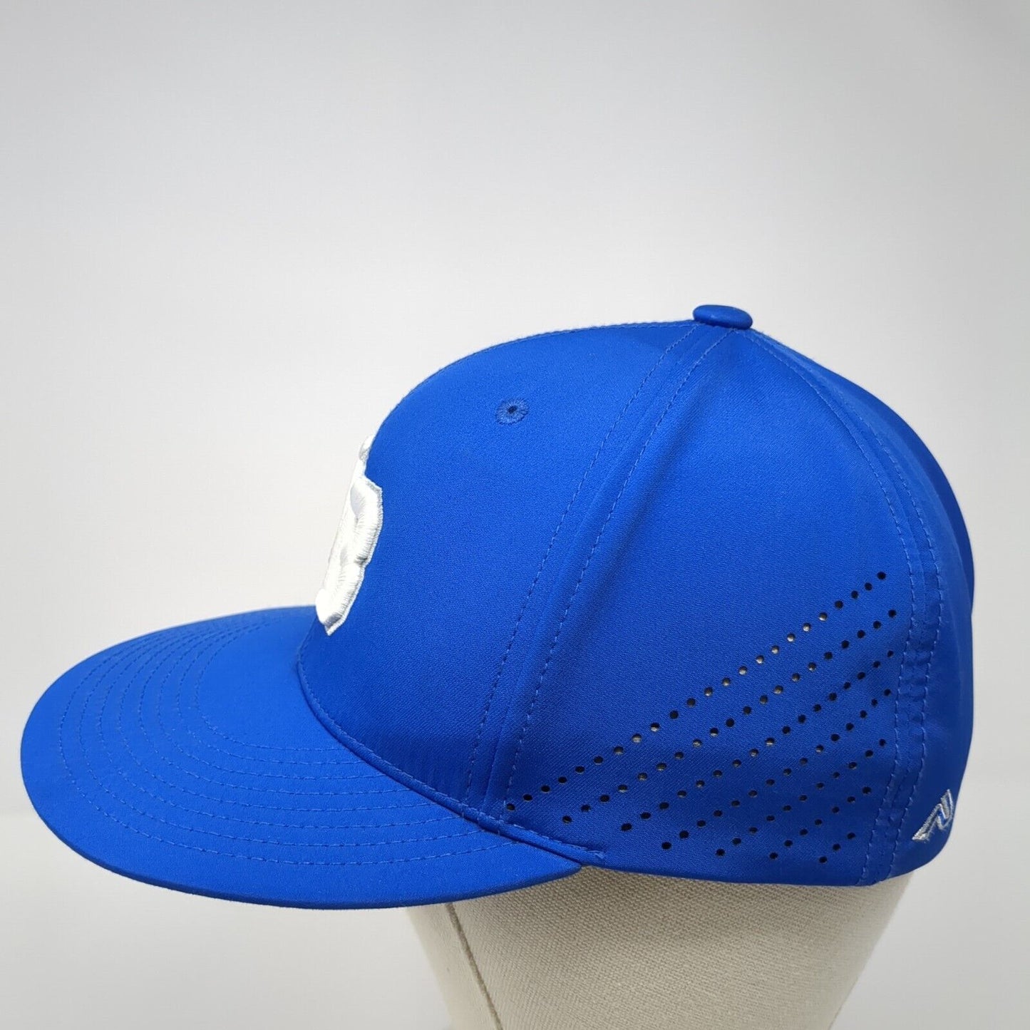 NB Fitted Hat Blue S/M Embroidered Solid Laser Cut Pacific Headwear