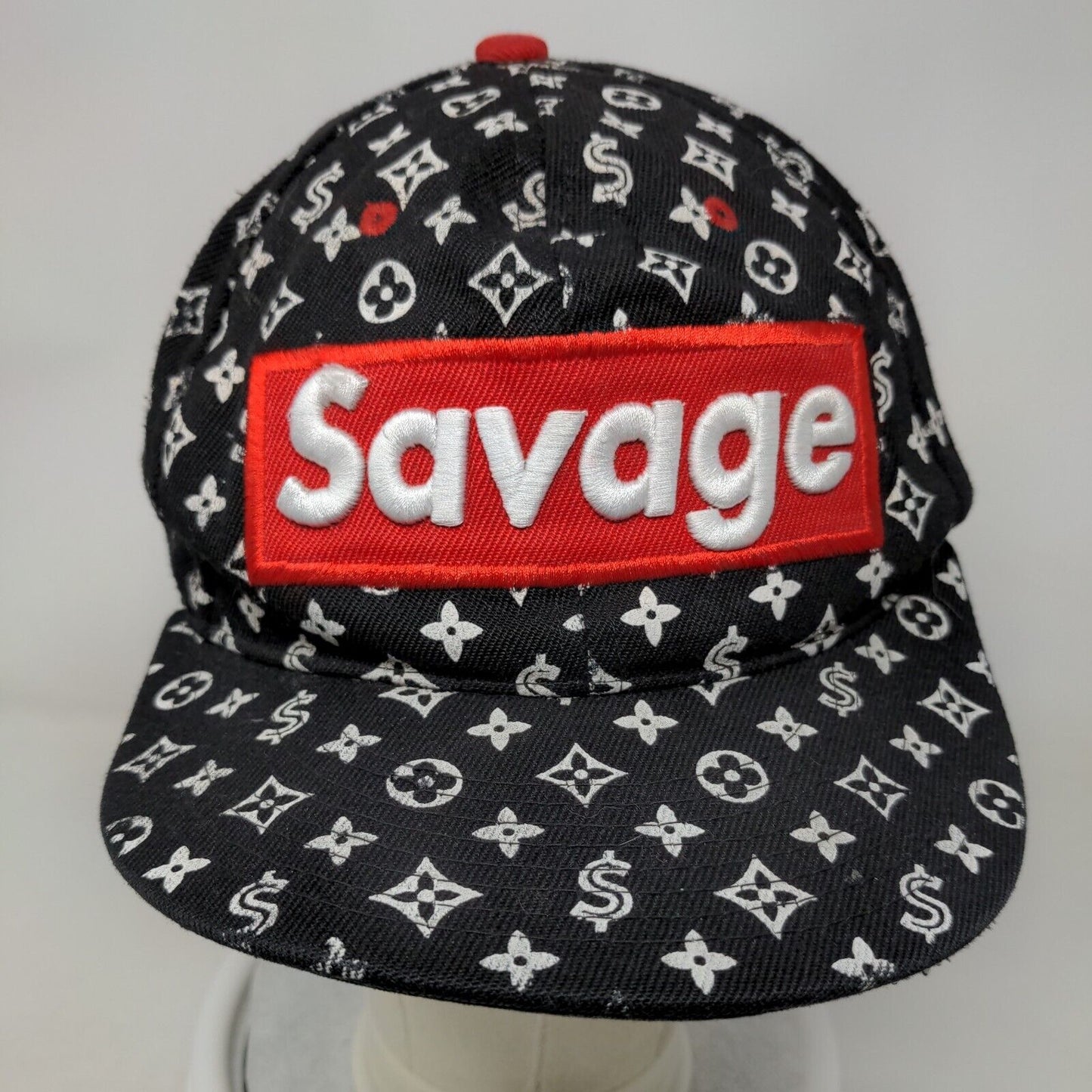 Savage Snapback Hat Black OSFM Adjustable Embroidered Malaki Fits Like A Crown