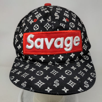 Savage Snapback Hat Black OSFM Adjustable Embroidered Malaki Fits Like A Crown