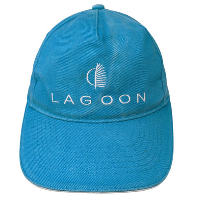 Lagoon Strapback Hat Blue One Size Adjustable Embroidered Vented Holes 6 Panel
