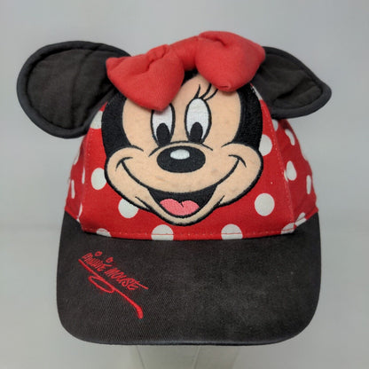 Walt Disney World Stretchy Girls Toddler Hat Minnie Mouse Red Polka Dot Ears Bow