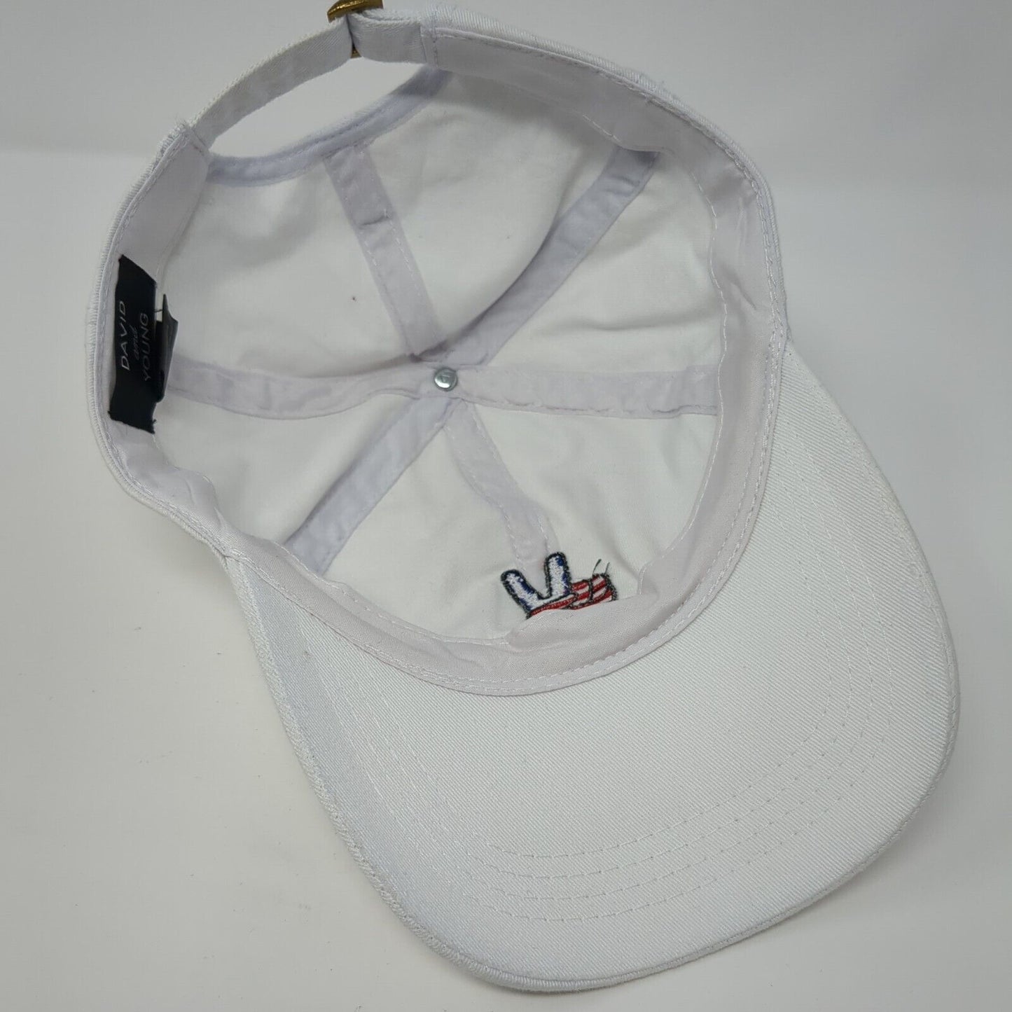 Peace Sign Slideback Hat White One Size Embroidered Patriotic David And Young