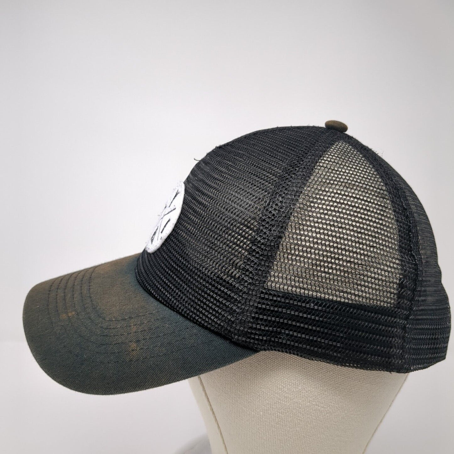 Zyia Active Patch Snapback Trucker Hat Black One Size Solid Mesh Back