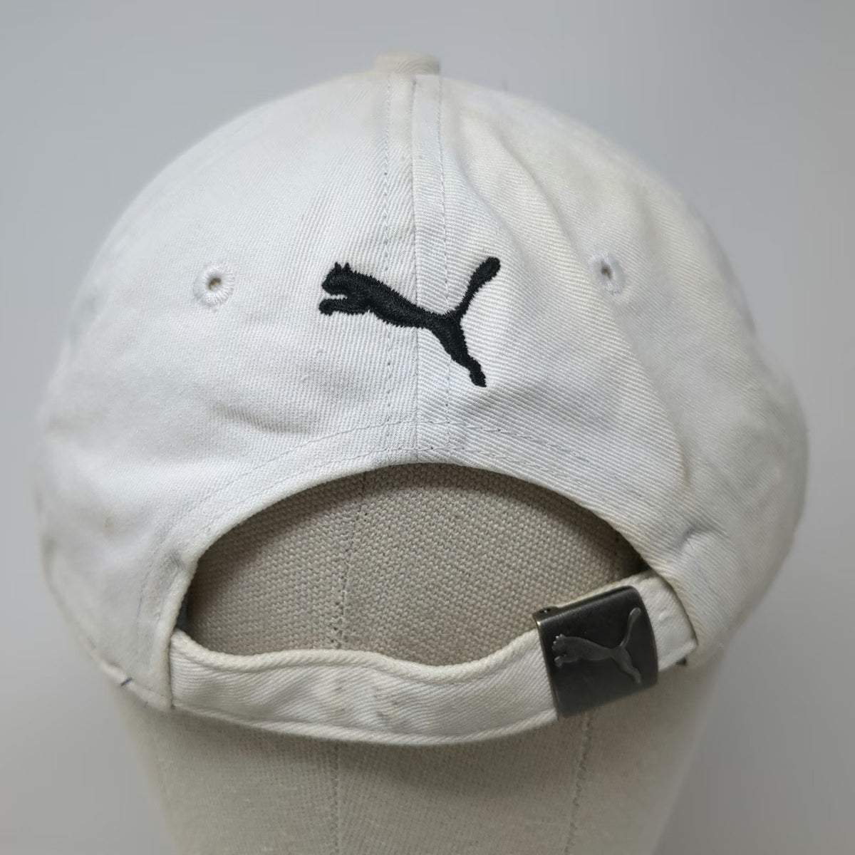 Puma Baseball Cap White One Size Adjustable Hat Script Patch Embroidered Logo