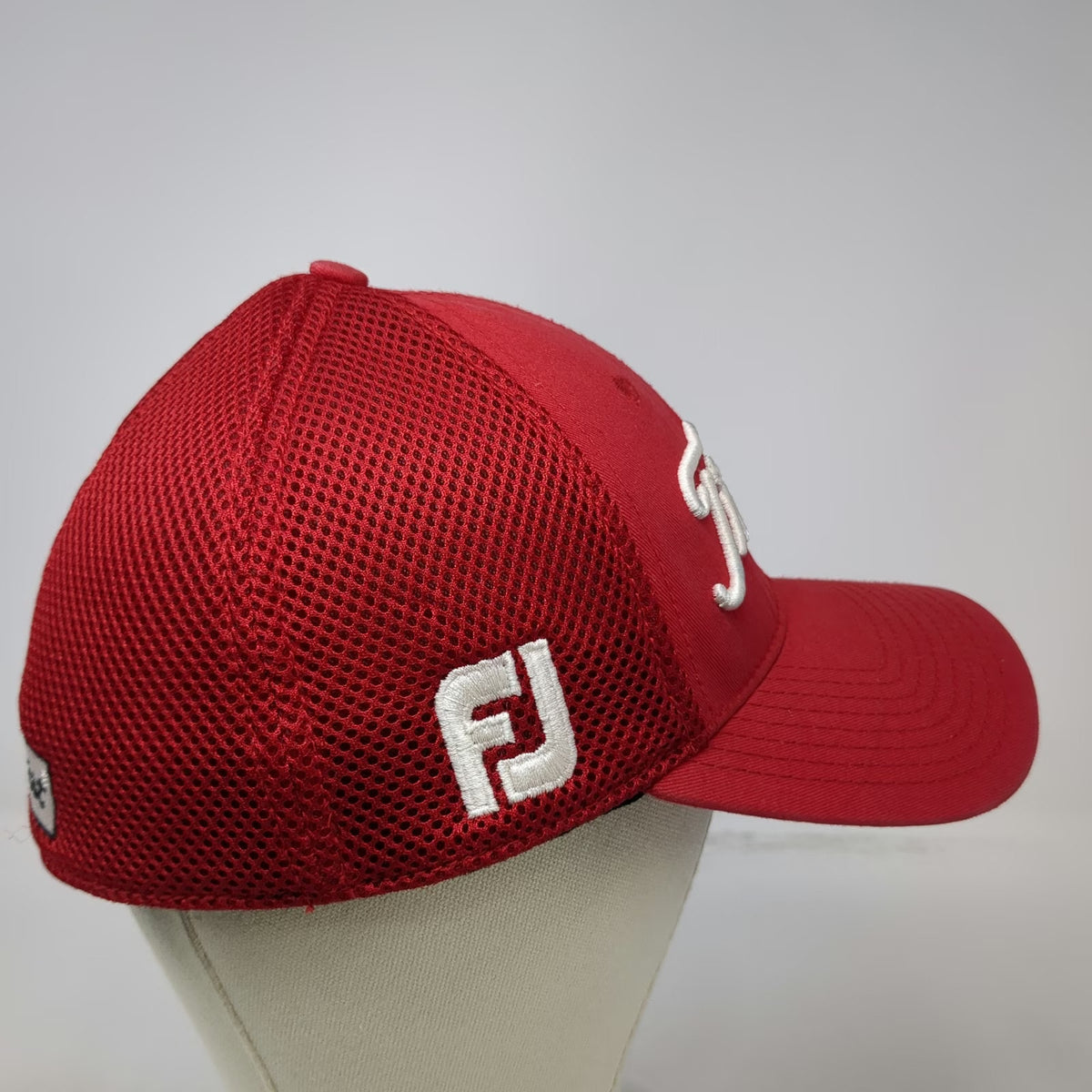New Era Baseball Cap Red L Mesh Back Titleist FootJoy Pro V1 Stretch Fit Hat