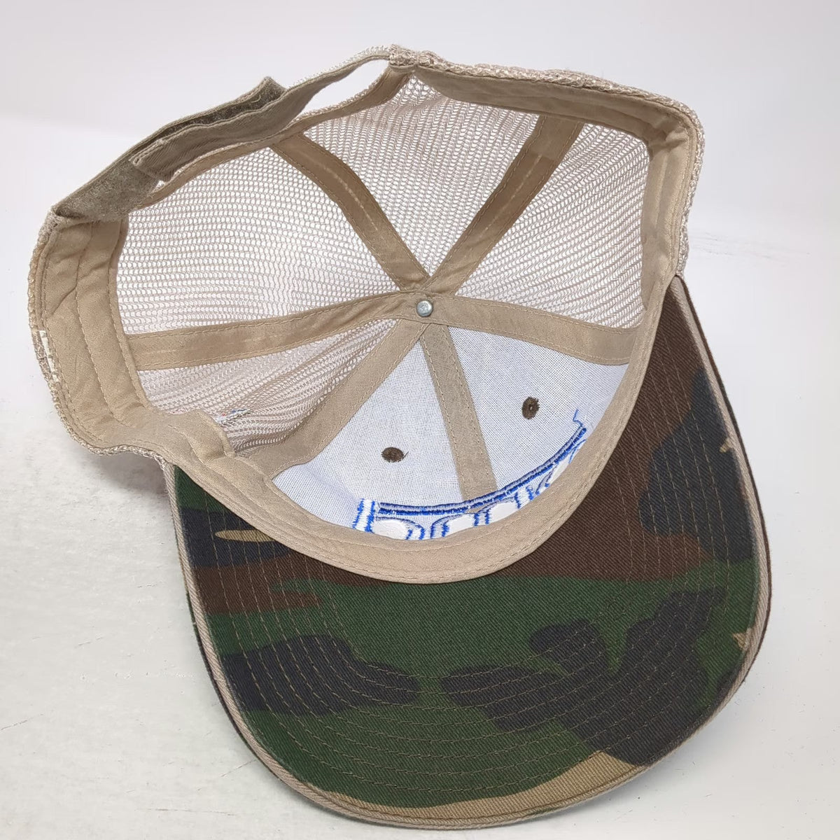 Green Camo Baseball Cap One Size Oliver M Dean Inc Mesh Back US Flag Patch Hat