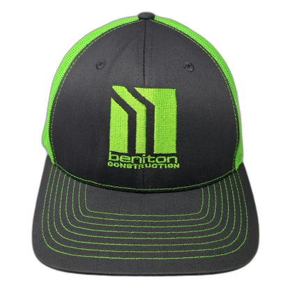 Richardson Trucker Hat Gray Green One Size Snapback Mesh Beniton Construction