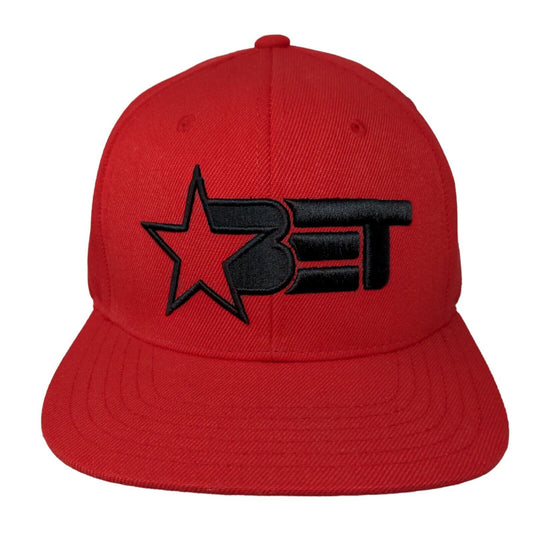 BET Snapback Hat Red One Size Embroidered Adjustable Solid 6 Panel