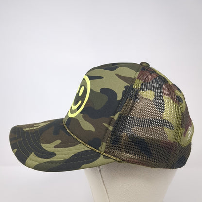 Smiley Face Snapback Trucker Hat Multicolor One Size Adjustable Mesh Back Otto