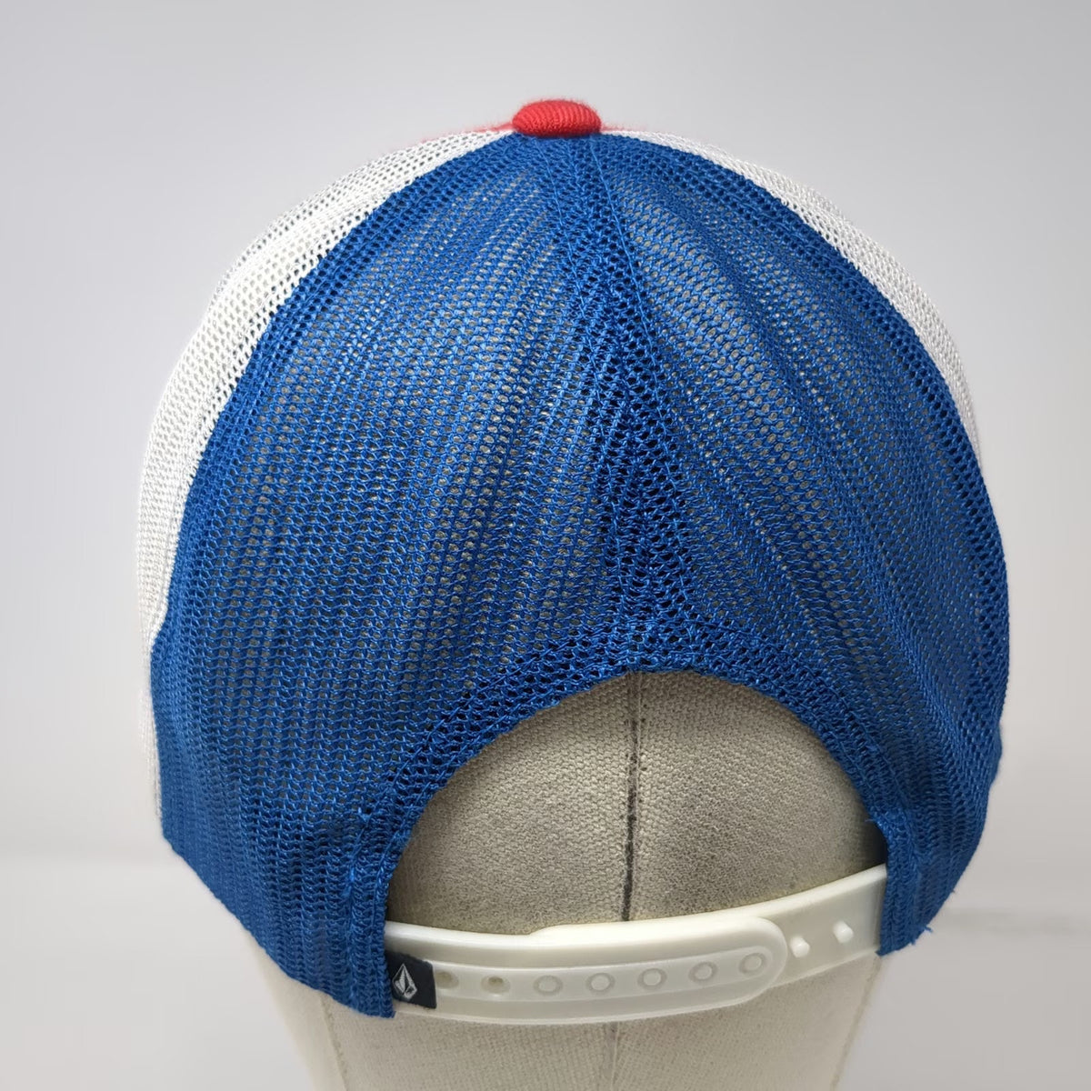 Volcom Trucker Hat Red White Blue One Size Mesh Snapback Logo Patch Skate Surf