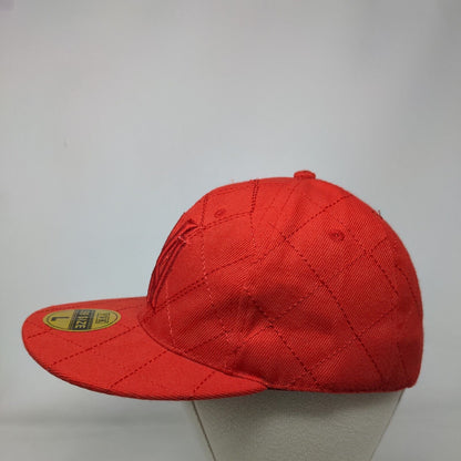 New York YWK 59 Size Fitted Hat Red Large Embroidered Vented Holes