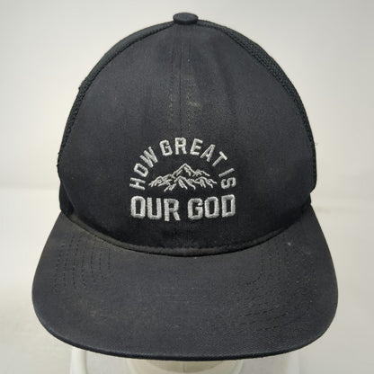 GOEX Trucker Hat Black OSFM How Great Is Our God Mountain Embroidered Snapback