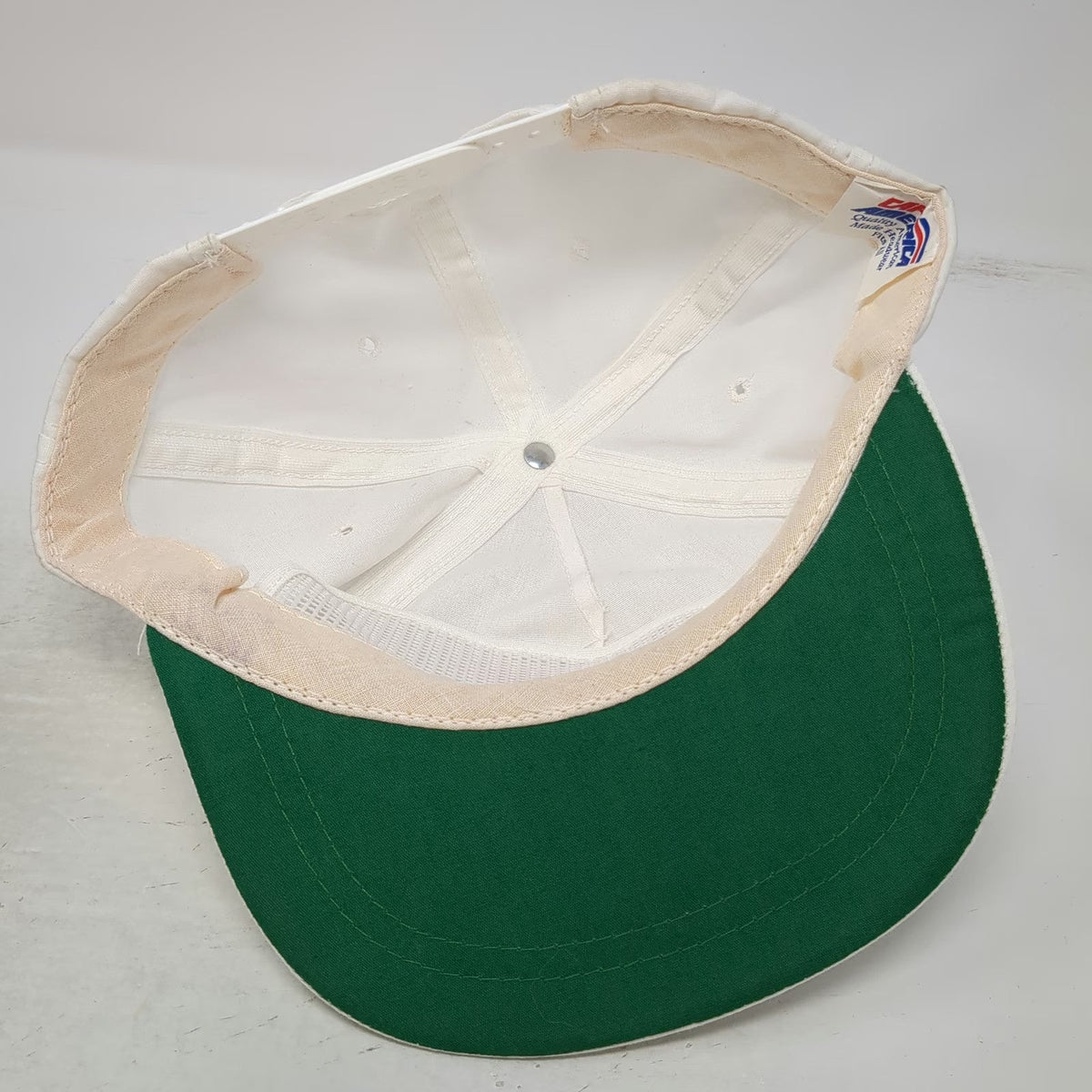 Cap America 5 Panel White One Size 3M Logo Green Underbrim Snapback Hat USA