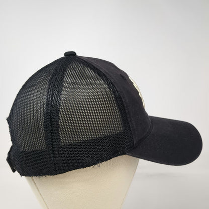 Outdoor Cap Baseball Cap Black One Size Strapback Mesh Deer Skull Antlers Hat
