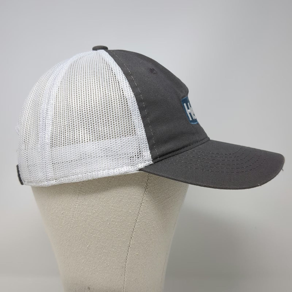 Outdoor Cap Baseball Cap Gray OS Hellas Patch Mesh Back Strapback Hat Blue Logo