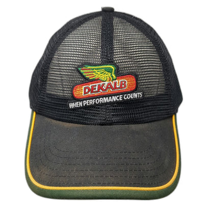K-Products Black Trucker Hat One Size DEKALB Corn Logo Mesh Snapback Agriculture