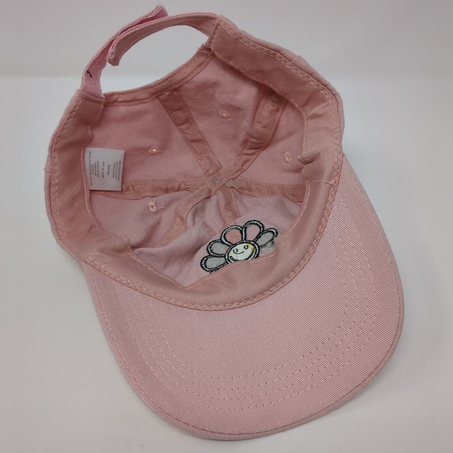 Sunflower Strapback Hat Pink One Size Adjustable Embroidered 6 Panel Cotton