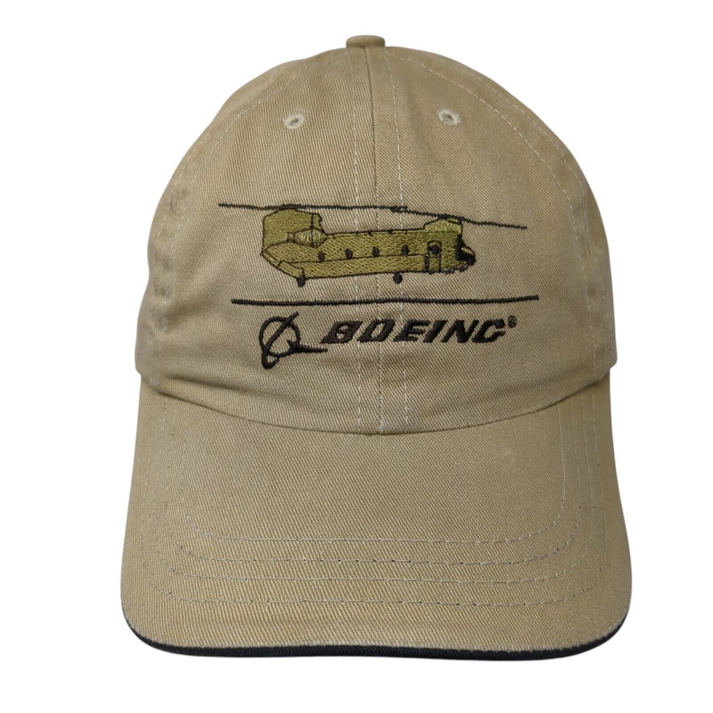 Boeing Slideback Hat Tan One Size Adjustable Embroidered Patriotic 6 Panel