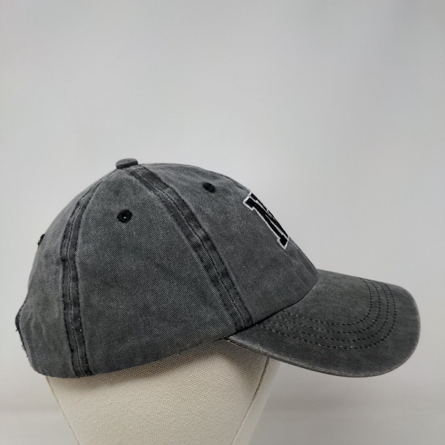 NY New York Strapback Hat Gray One Size Embroidered Adjustable Vented Holes