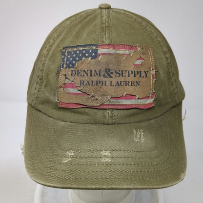 Denim & Supply Ralph Lauren Baseball Cap Green One Size Slideback Flag Patch Hat