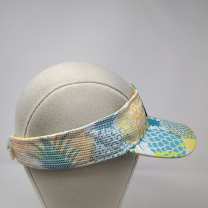 Lucky 7 Visor Blue White Yellow OS Pineapple Pattern Tybee Island Patch Hat