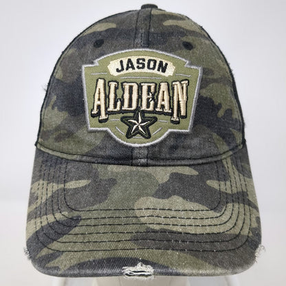 Jason Aldean Trucker Hat Green One Size Camo Burnin It Down Mesh Distressed