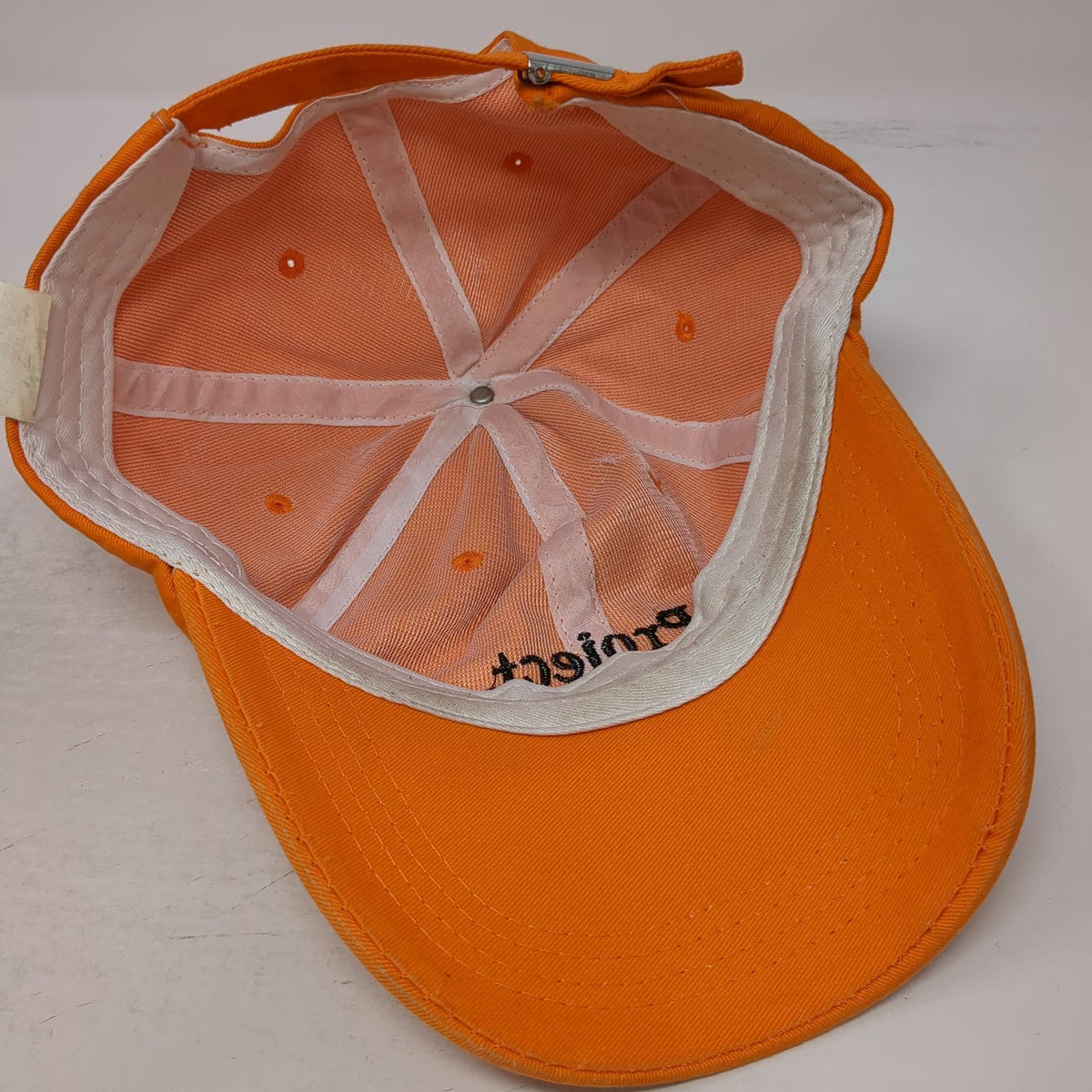 Orange Black Baseball Cap One Size Project 90s Embroidered Slideback Cotton Hat