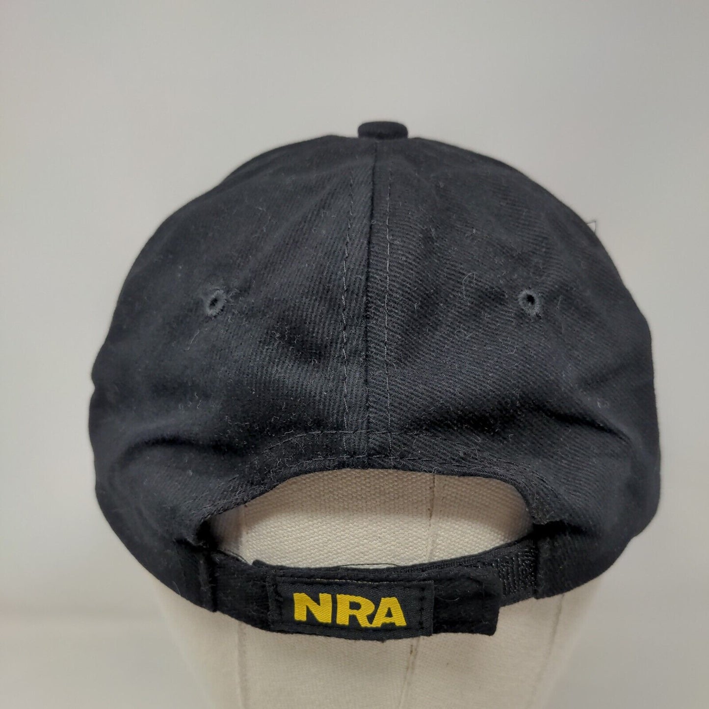 NRA Strapback Hat Black One Size Embroidered American Flag 6 Panel