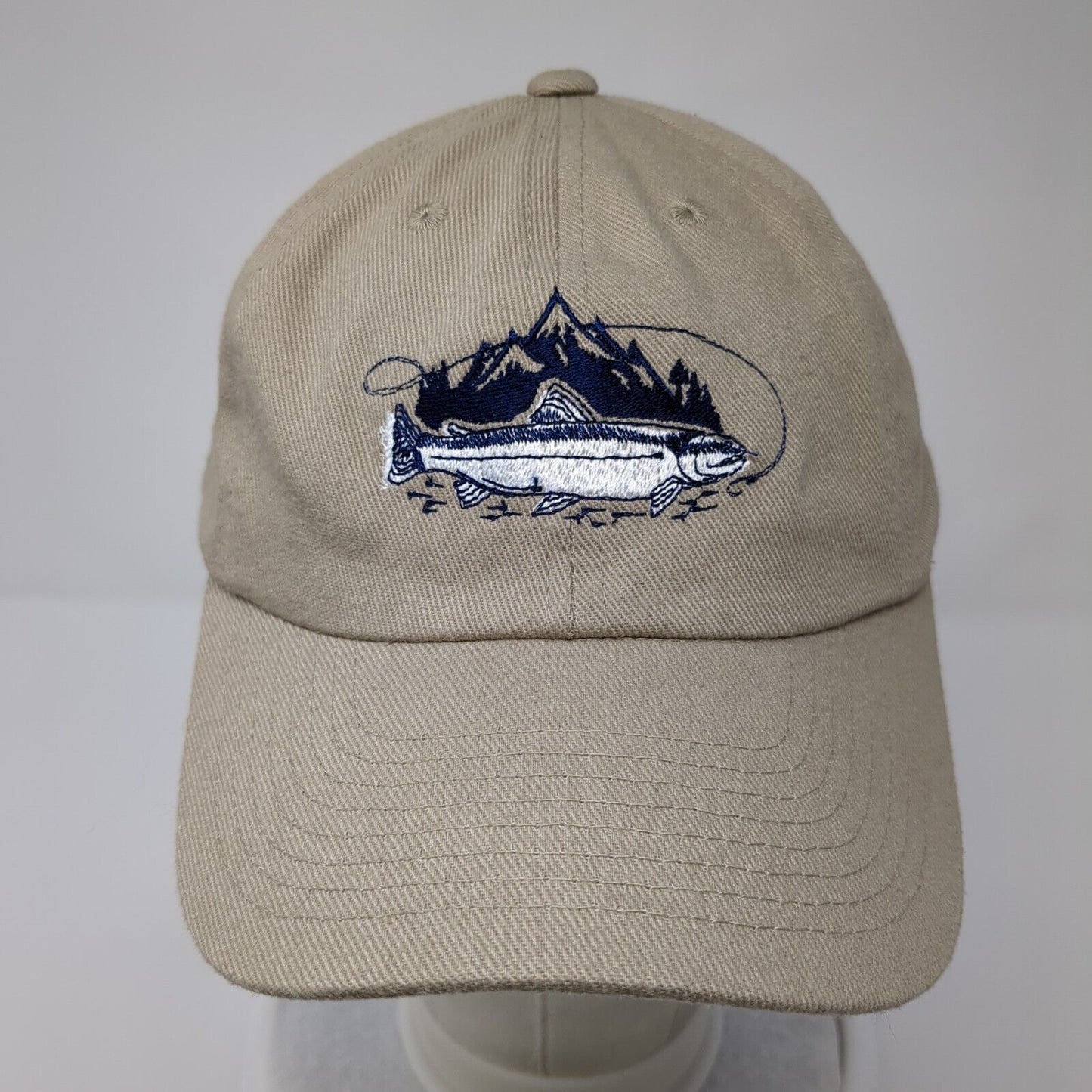 Trout Fish Strapback Hat Tan One Size Adjustable Embroidered 6 Panel Cobra