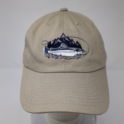 Trout Fish Strapback Hat Tan One Size Adjustable Embroidered 6 Panel Cobra