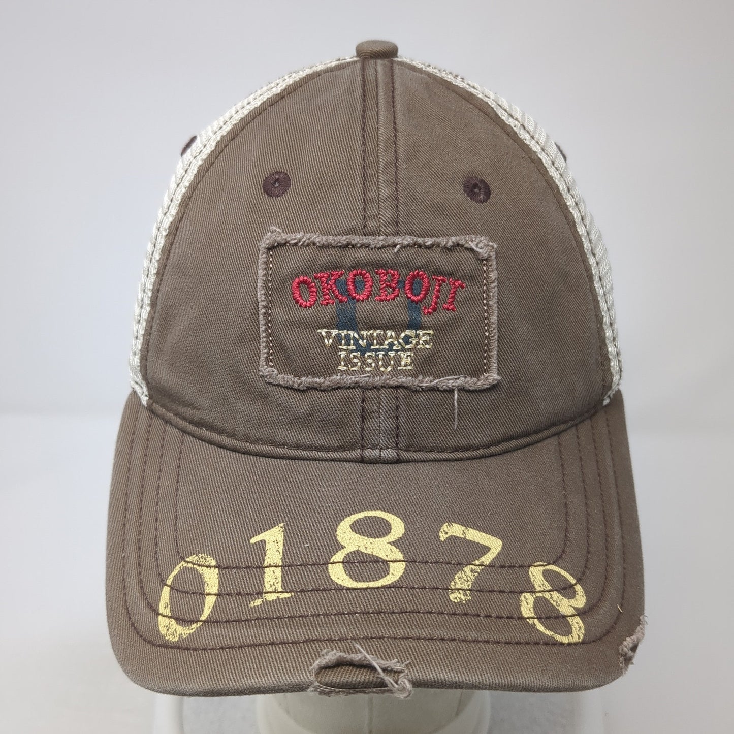 Okoboji Vintage Issue Snapback Trucker Hat Brown One Size Mesh Back